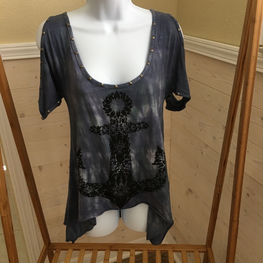 Crash & Burn studded cold shoulder top